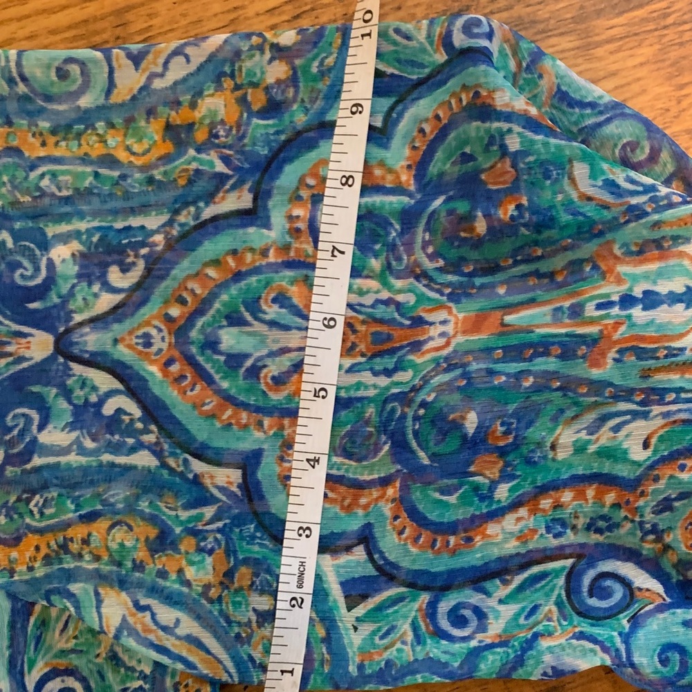 Ralph Lauren Blue and Aqua Paisley Sheer Tunic - Picture 7 of 12